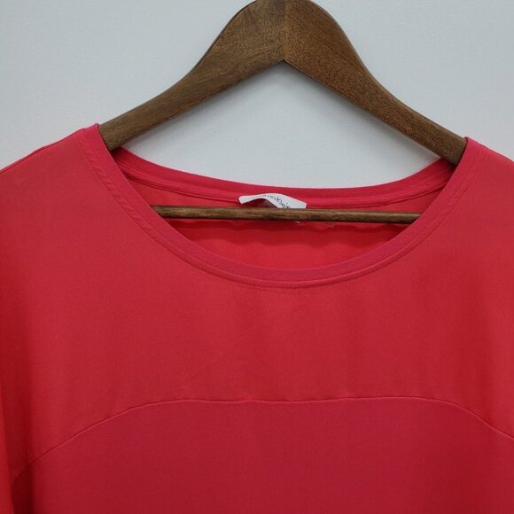 Calvin Klein Womens Pink Chiffon Sheer Detail Panel Contrast Blouse Top Size XL - Picture 10 of 16